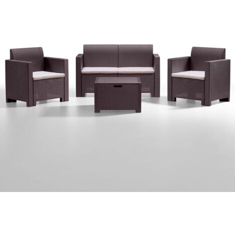 Set divano salottino da giardino in polyrattan CHOCO