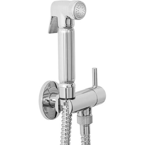 Set doccetta igienica cromata in ottone con pulsante shut-off e rubinetto