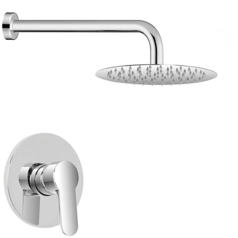 Set doccia a incasso con braccio 35 cm e soffione tondo 20 cm Zoe