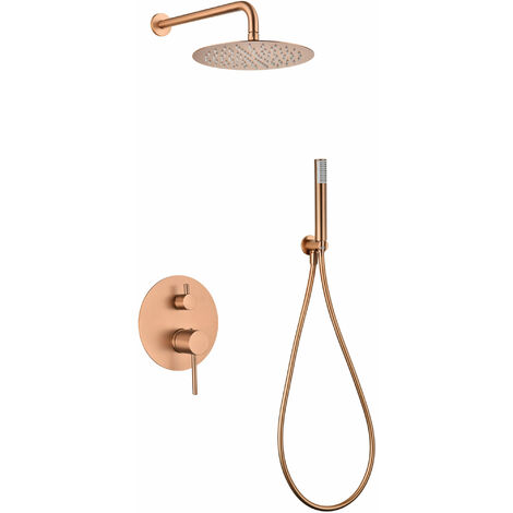 a incasso con monocomando Modello MONZA Doccia a soffione di dimensioni standard Colore Oro rosa finitura Oro rosa spazzolato [IMEX®]