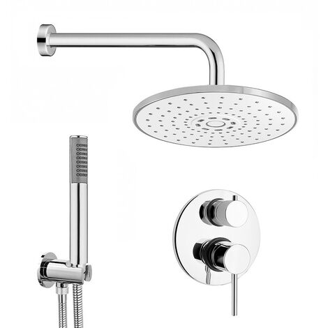 Set doccia braccio 40 cm + soffione ABS 22 cm + kit doccia + miscelatore Essenza