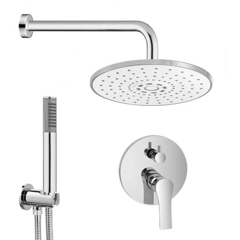 Set doccia braccio 40 cm + soffione ABS 22 cm + kit doccia + miscelatore Flat