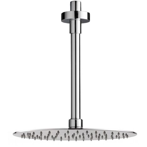 Set doccia braccio verticale tondo 30 cm e soffione 25cm cromo