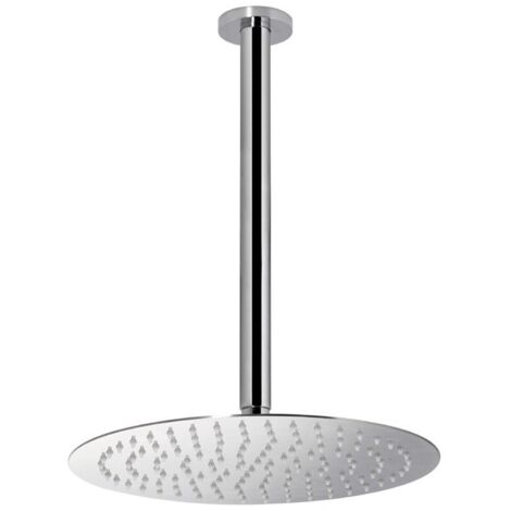 Set doccia braccio verticale tondo 30 cm e soffione acciaio inox 20cm cromo Rubinetterie Mariani
