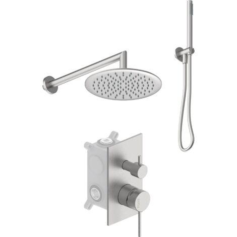 Set doccia completo in acciaio inox aisi 316 Ponsi Stilox KITSTLO1 | Meccanico - Acciaio Spazzolato