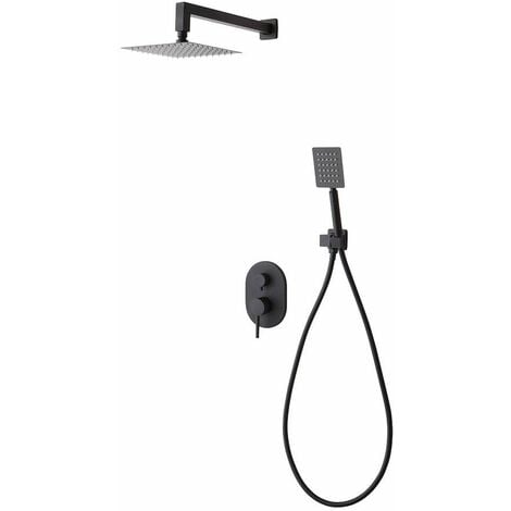 Set Doccia Completo: Soffione, Supporto A Muro, Gruppo Doccia Nero Opaco