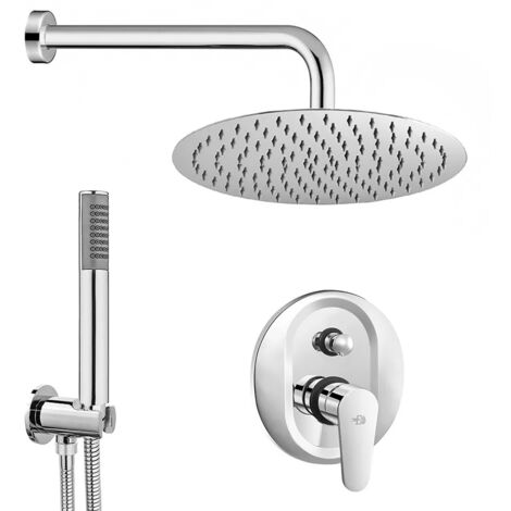 Set doccia completo tondo cromato Lizzy con soffione 20 cm e kit doccia incasso