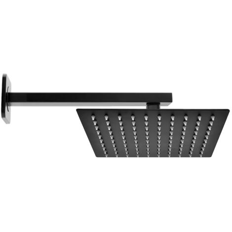 Set doccia con braccio 35 cm e soffione 30x20 cm in inox nero opaco