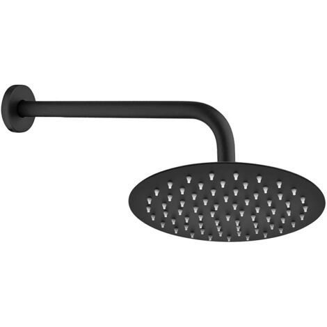 Set doccia con braccio 40 cm e soffione 25 cm in inox nero opaco