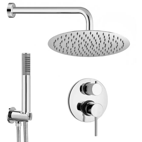 Set doccia con braccio 40 cm + soffione 25 cm + miscelatore + kit doccia Essenza