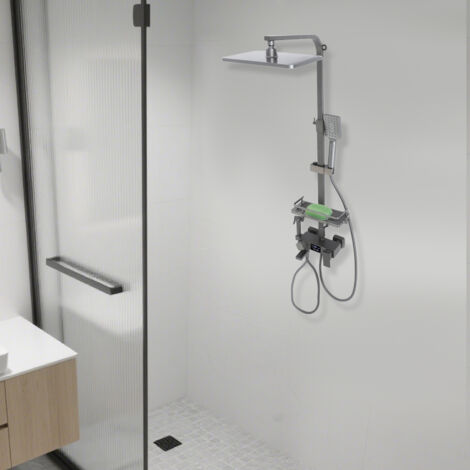 Set doccia con display digitale, set doccia da parete, grigio