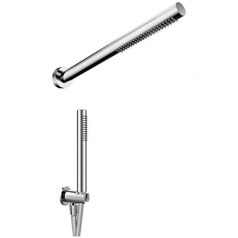Set Doccia Damast Slash con Braccio Doccia in Ottone Cromato + Soffione a Parete