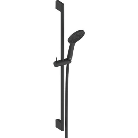 Set doccia Duravit Universal 700 mm, con doccetta regolabile in altezza, getto Rain, flessibile doccia con protezione antitorsione, Nero opaco