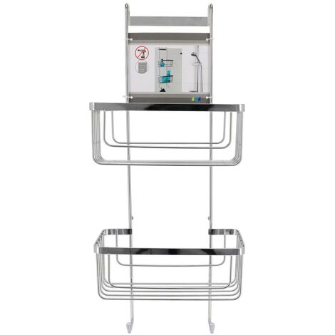 Set doccia in acciaio inox 2 cesti + 2 ganci - cromo - Tendance