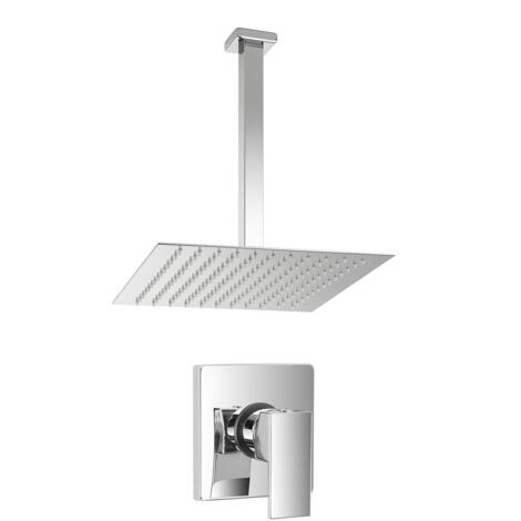 Set doccia in ottone cromo con rubinetto doccia a incasso quadrato braccio verticale e soffione