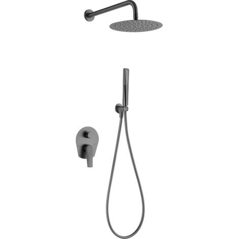 Set doccia incassato con monocomando  Modello DELOS  Colore nero  Finitura in black gun metal [IMEX®]