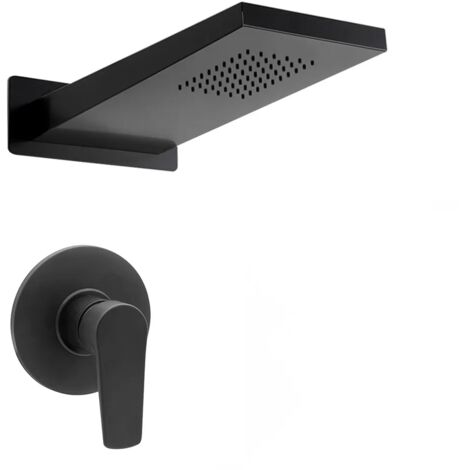 Set doccia incasso Erika nero opaco con soffione doccia a muro inox 22x50