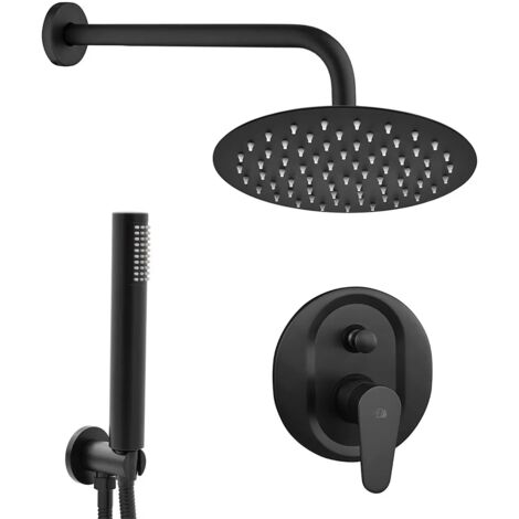 Set doccia incasso Lizzy nero opaco con soffione 25 cm e kit doccino