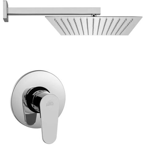 Set doccia incasso Paffoni Green quadrato cromato con soffione inox 30 cm