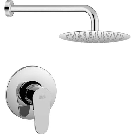Set doccia incasso Paffoni Green tondo cromato con soffione inox 30 cm