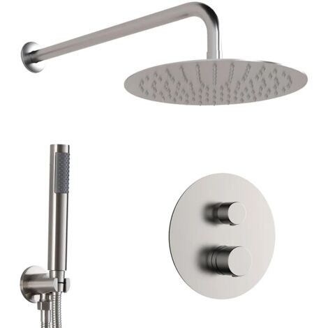 Set doccia incasso satinato con soffione 30 e kit doccia completo Gemini