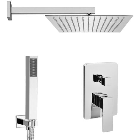 INBAGNO Set doccia incasso soffione 25x25 cm e kit doccia completo Kubo