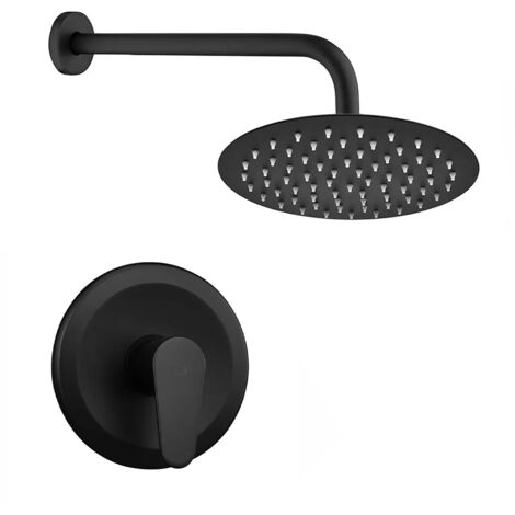 Set doccia incasso tondo nero opaco Lizzy con soffione 20 cm