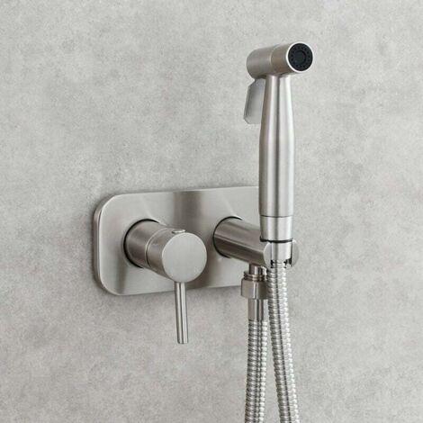 Set doccia per WC, doccia per bidet, set doccia per bidet, miscelatore in ottone, montaggio a parete, doccetta, argento