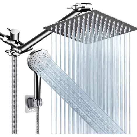 Set doccia portatile, cinque velocità, con asta di prolunga a T, tubo flessibile, doccetta portatile senza chiodi, combinazione doccia con getto d'acqua