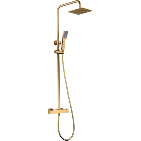 Set doccia termostatico  Modello ART  Colore oro  Finitura in oro spazzolato [ IMEX® ]