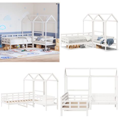 Set Dormeuse e Panca con Tetto Bianco 80x200cm Massello Pino - Divano letto - Panca con tetto