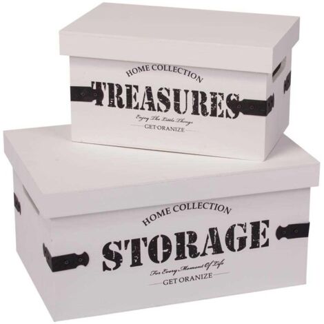 Set dos cajas de madera con lacado blanco