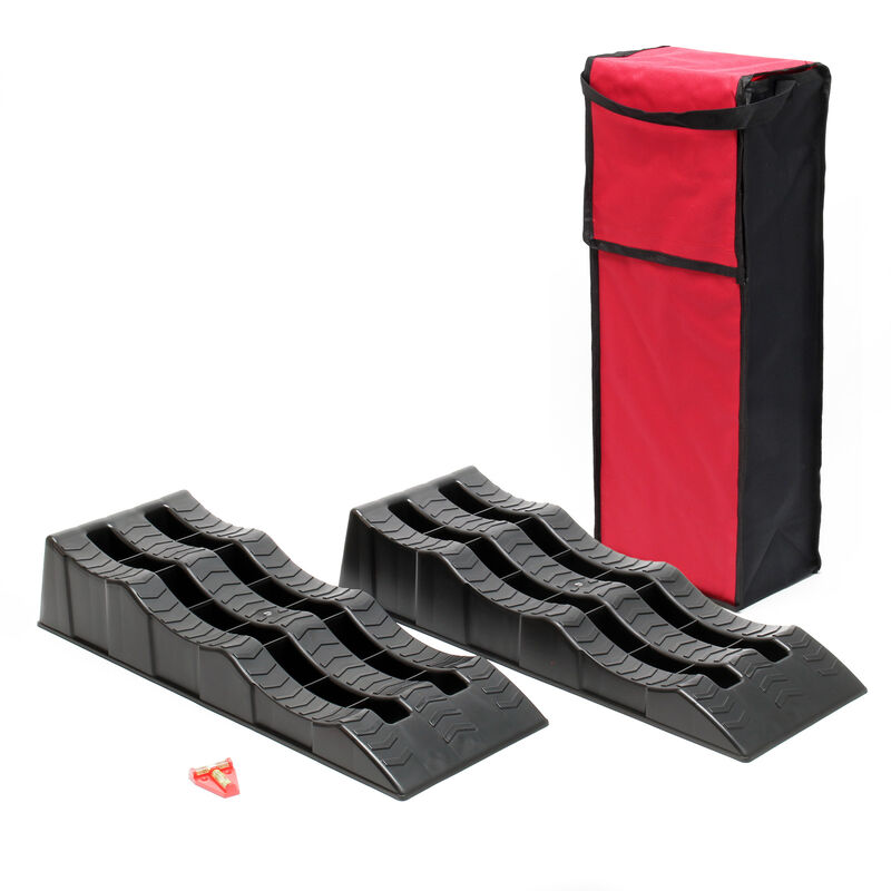 

Set dos cuñas niveladoras para caravana, bolsa, nivel, 40/70/100mm, hasta 5T/eje, calzos niveladores
