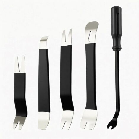 Set d'outils de démontage Automobile, 5 pièces de Cales en métal pour Garnitures + Outil de Levage, kit de réparation Automobile pour Le Retrait des Panneaux de Porte et de Garniture (5, Noir)