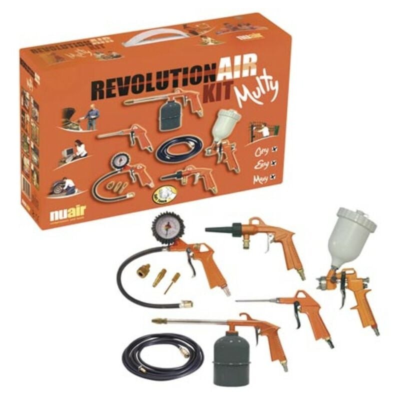 Nuair Kit d'outils pneumatiques avec pistolet à peinture gonfleur de pneus et buses variées pour tout atelier