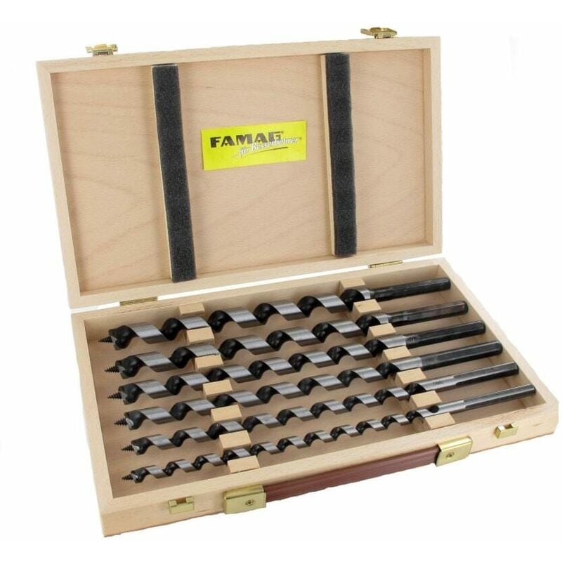 Lewis Auge Bit Set of 8 Pieces oal 320mm in Wooden Case, 1410303 - Famag
