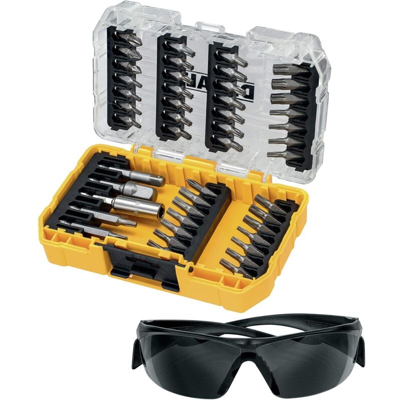 DT70704-QZ - Set di 47 punte per avvitatore, con occhiali di sicurezza, con scatola portaoggetti - Dewalt