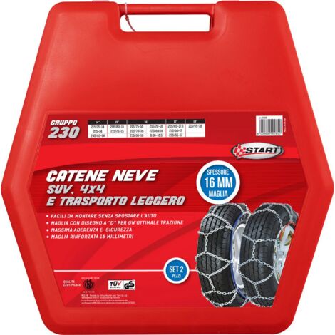 Set due pezzi catene da neve 16MM gruppo 230 per SUV 4x4 e trasporto leggero