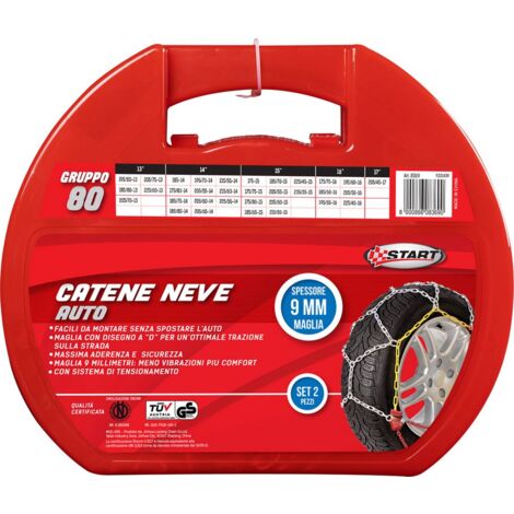 Set due pezzi catene da neve spessore 9mm gruppo 80