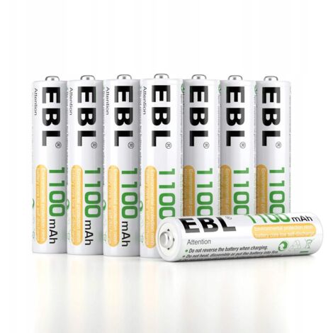 Set EBL con 8 batterie AAA 1100mAh 1,2V Ni-MH