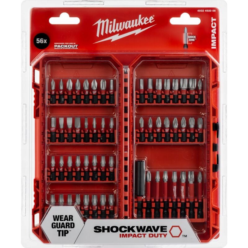 Milwaukee - Jeu d'embouts à percussion shockwave (56 pièces)