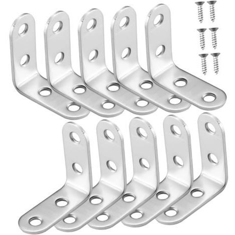 Set Équerres Acier Inoxydable avec Supports Angle et Vis pour Meubles Cadre de Lit Table Surélevée Fixation Robuste et Anti-Corrosion pour Réparation Intérieure et Extérieure