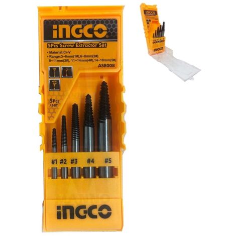 Set Estrattori Conici INGCO Rimozione viti danneggiate estrattore bulloni da 5Pz