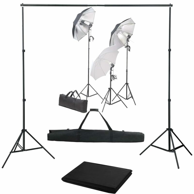 

Set estudio fotográfico con luces y telón de fondo - Negro - Vidaxl