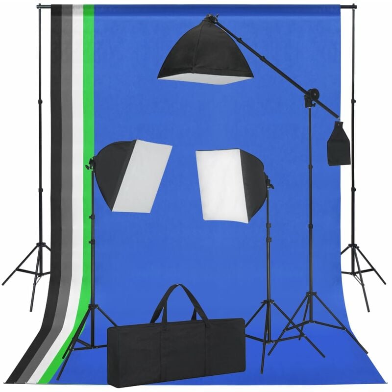 

Set estudio fotográfico focos tipo softbox y telones de fondo