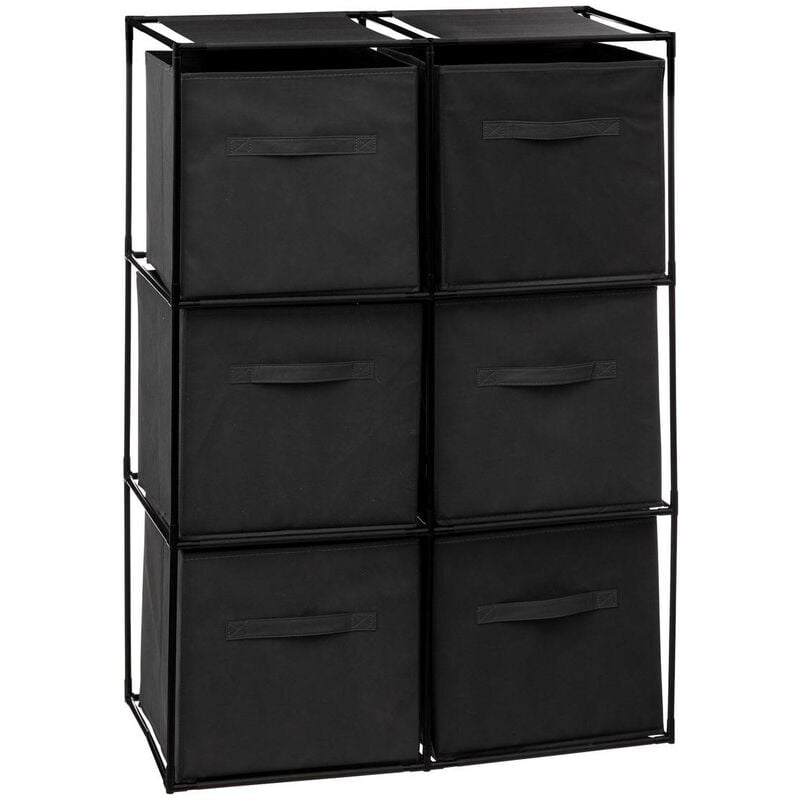 5five Simply Smart - Etagère 6 cases avec 6 boîtes de rangement mix n modul noir - 5five
