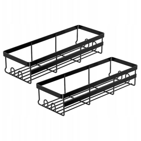 Set Étagère Murale Salle Bain Noire Rangement Accessoire