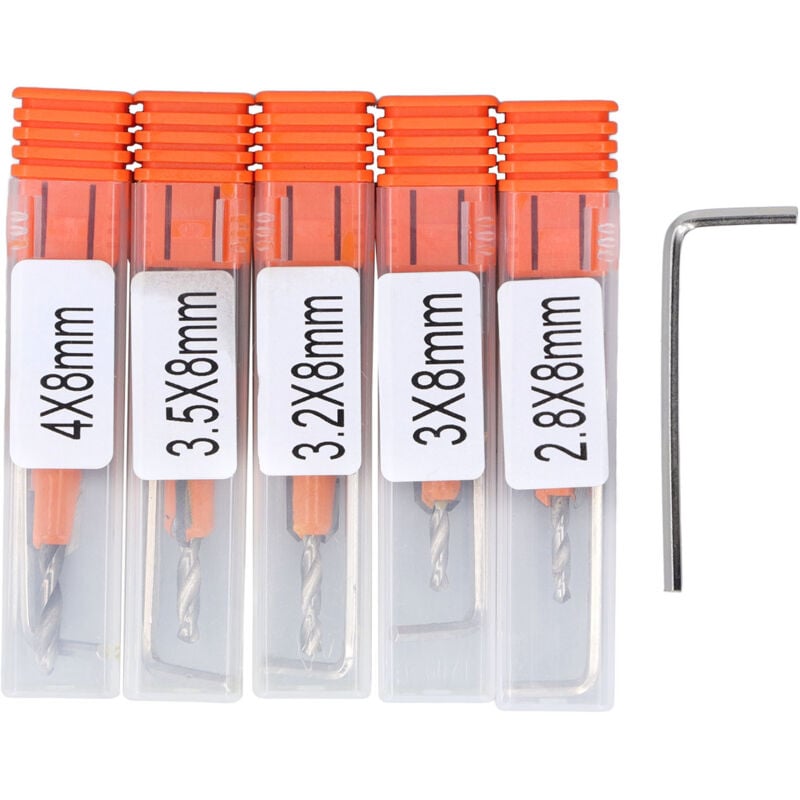 Image of Set feinkörniger, rostbeständiger Kegelbohrer, Sechskant-Kegelbohrer-Set, Rundschaft für Holz