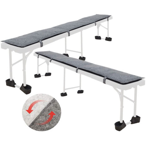 Set Feutre 2 Coussins Réversibles Banc Bière 180cm 12 Capuchons Protection Sol - grau