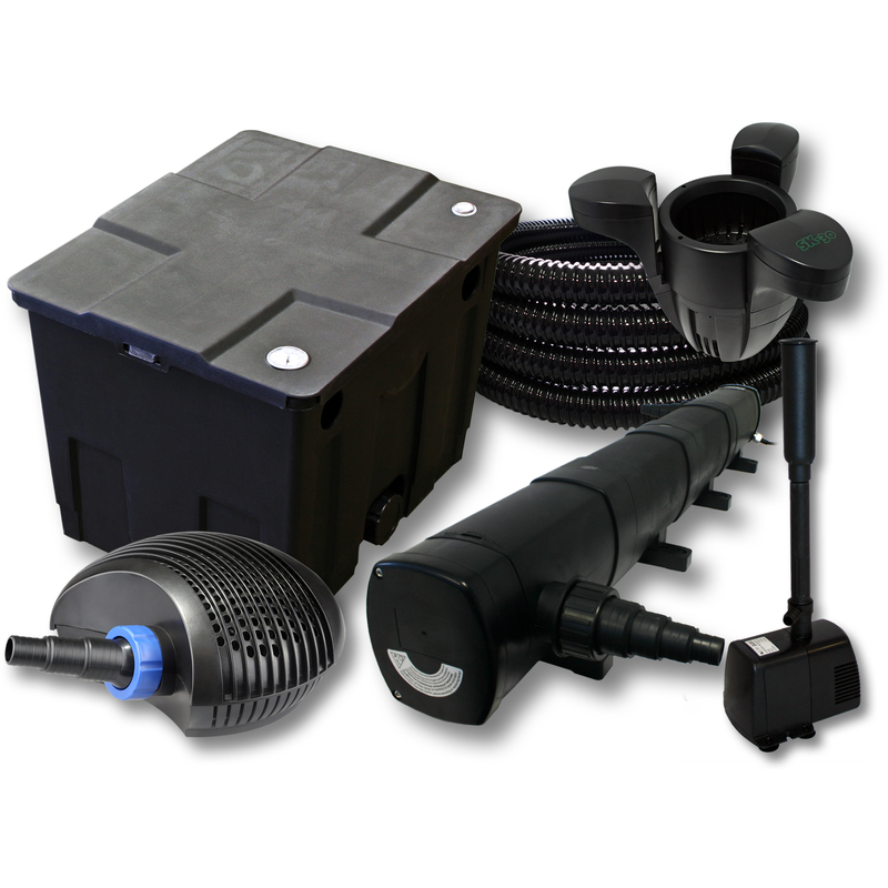 

Wiltec - Set filtro 1 cámara estanques 12000l Clarificador UVC 72W Bomba 40W Tubo Skimmer SK30 Fuentes Jardín